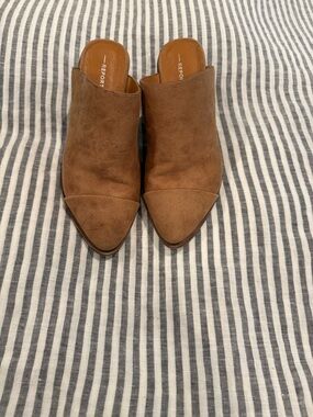 Report Brown Pointed-Toe Suede Mule Flats
